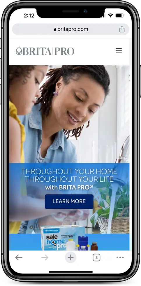 BritaPro website shown on mobile device